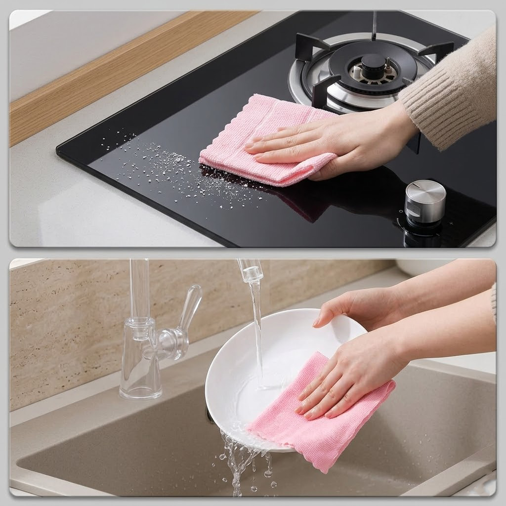 Junavex Reusable Microfiber Cleaning Towels (80 Count Roll) - Ultra Absorbent & Lint-Free Washable Rags, Multi-Purpose Tear-Off Dish Cloths for Household Deep Cleaning