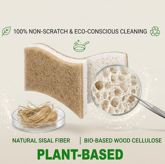 Junavex Premium Natural Cellulose Sponges - Large Non-Scratch Dish Scrubber for Non-Stick Pans and Kitchen Surfaces