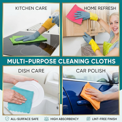 Junavex 24-Pack Premium Microfiber Cleaning Cloths - Highly Absorbent & Lint-Free Reusable Towels for Home Cleaning