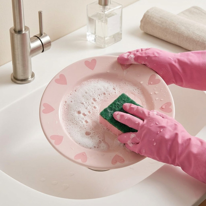 Junavex 4 Pairs Rubber Kitchen Dishwashing Gloves - Colorful Reusable Household Cleaning Gloves, Flexible, Durable & Non-Slip Grip